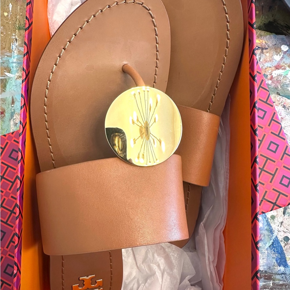 Tory Burch Patos Disk Leather Slides - Picture 6 of 6